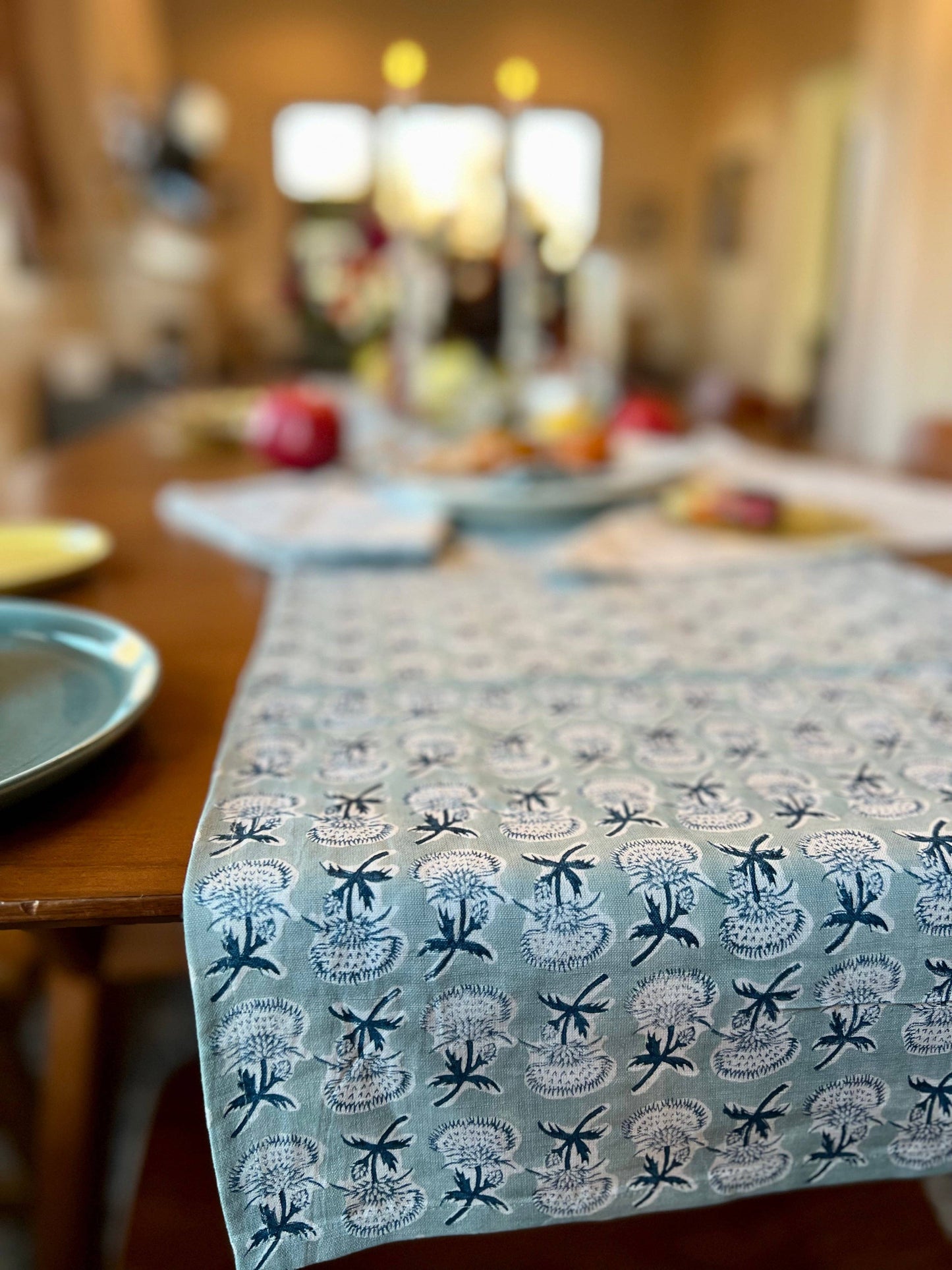 Mountain Thistle Table Runner in Blue Steel