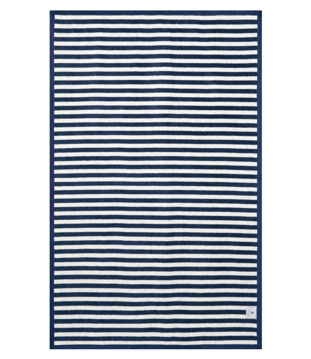 Sideline Stripe Navy Midi Blanket: Midi