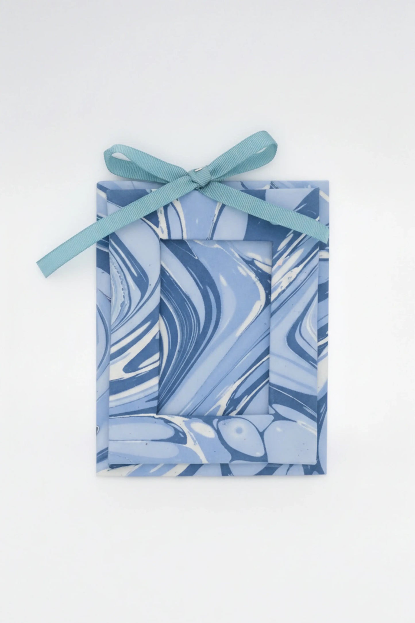 Mini Hand-Marbled Picture Frame Ornament | Ocean Wave