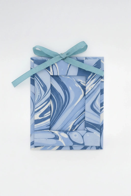 Mini Hand-Marbled Picture Frame Ornament | Ocean Wave