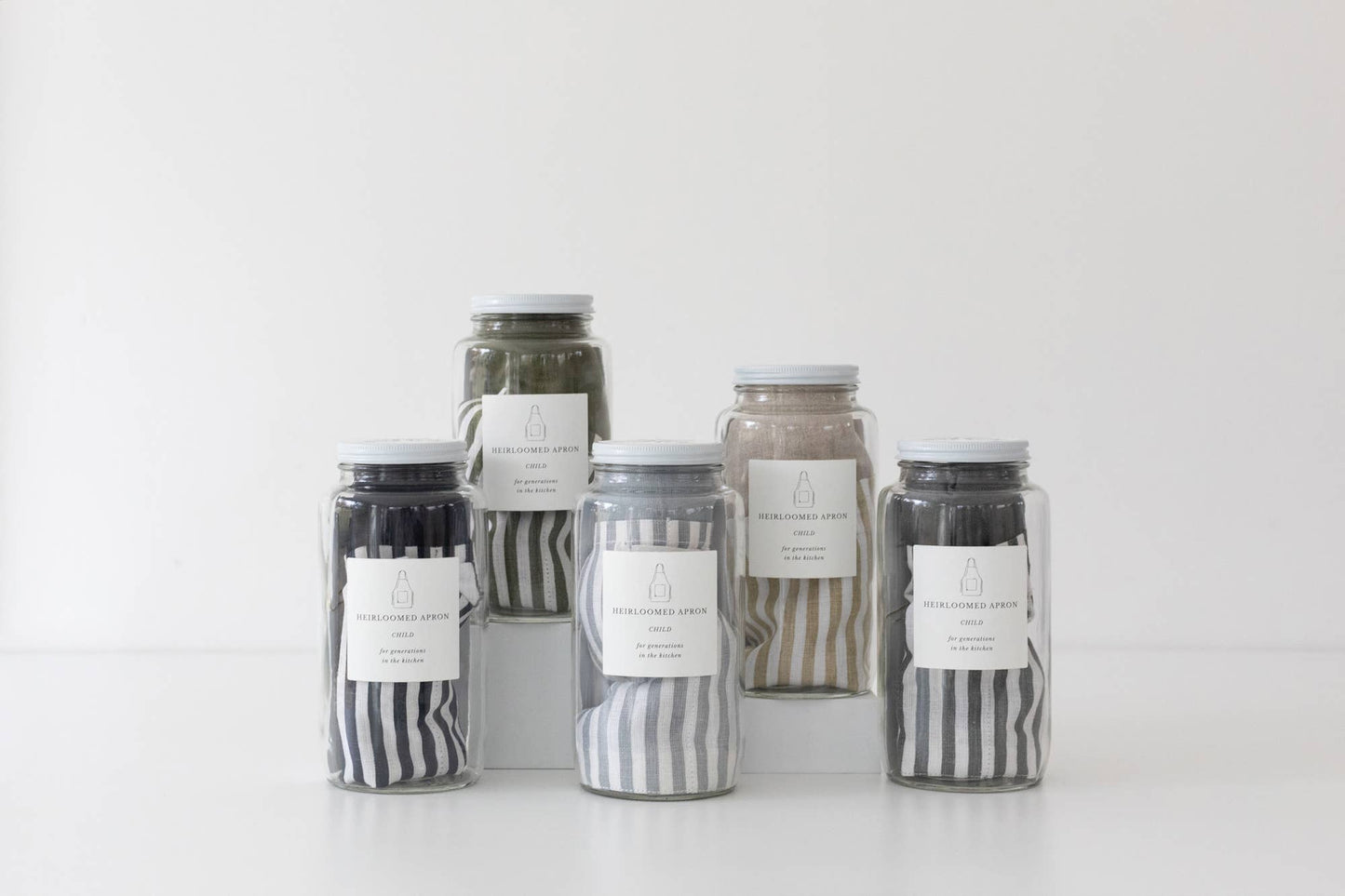 Keepsake Jar Linen Child Apron Oatmeal