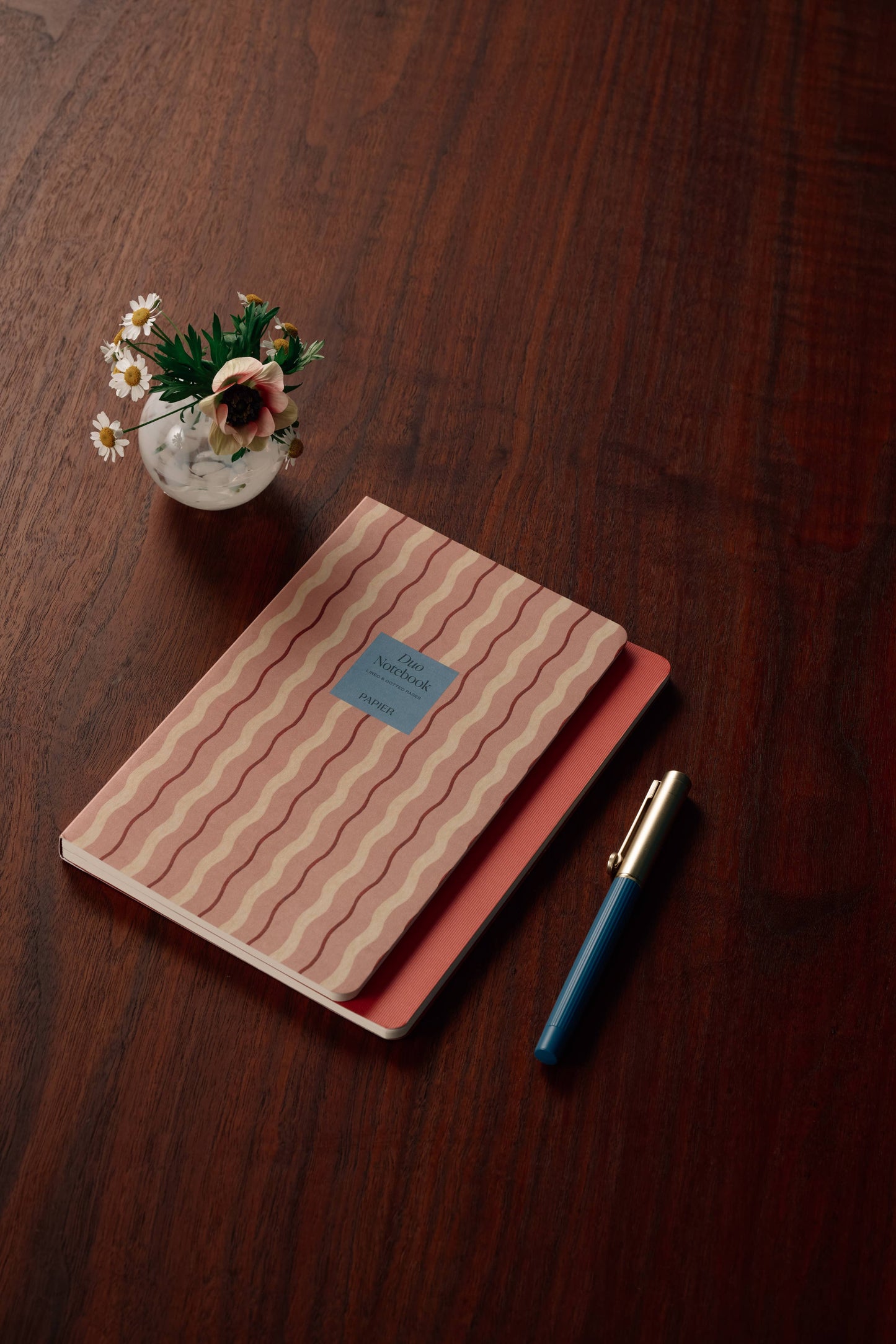 Pink Waves Stepped A5 Softcover Lined Notebook