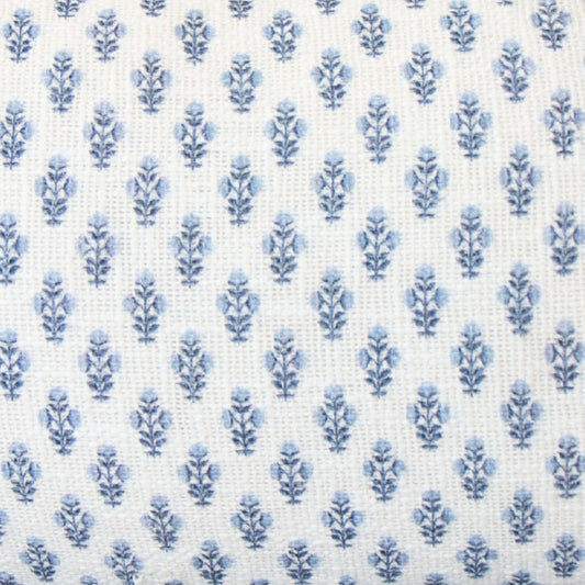Celeste Blue Mughal Flower Lumbar Pillow