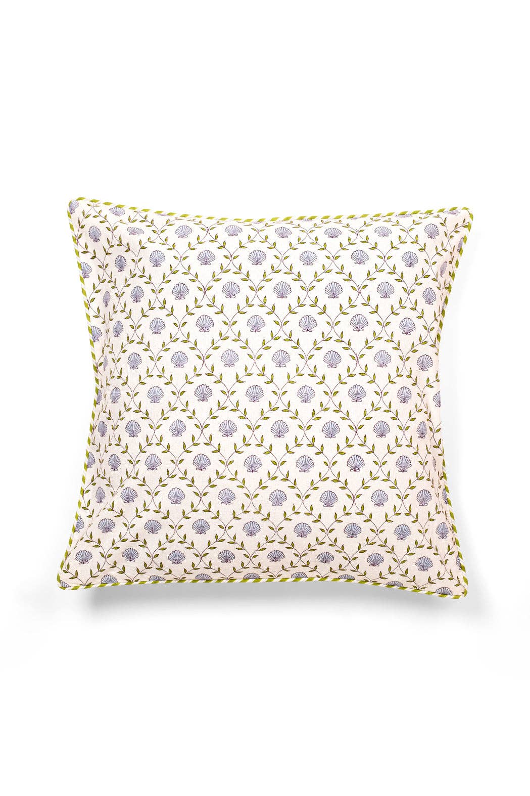 Blue Seashell Blockprint Pillow