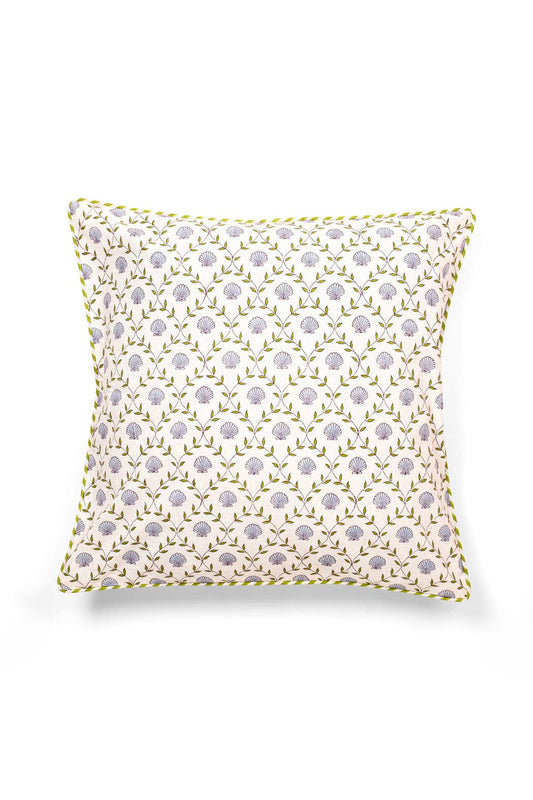 Blue Seashell Blockprint Pillow