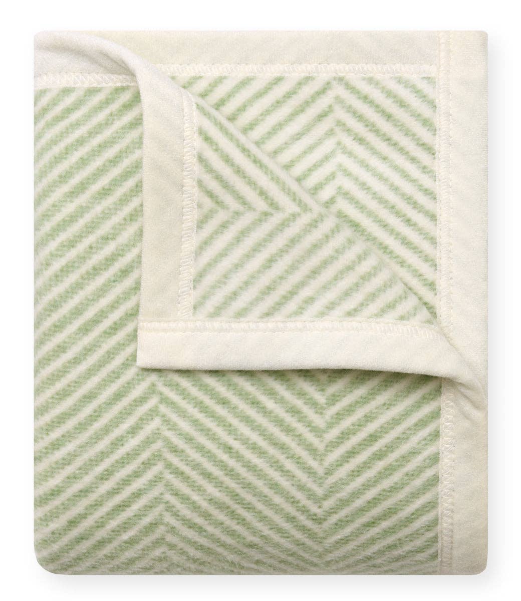 Harborview Herringbone Sprout Green Blanket, Mini