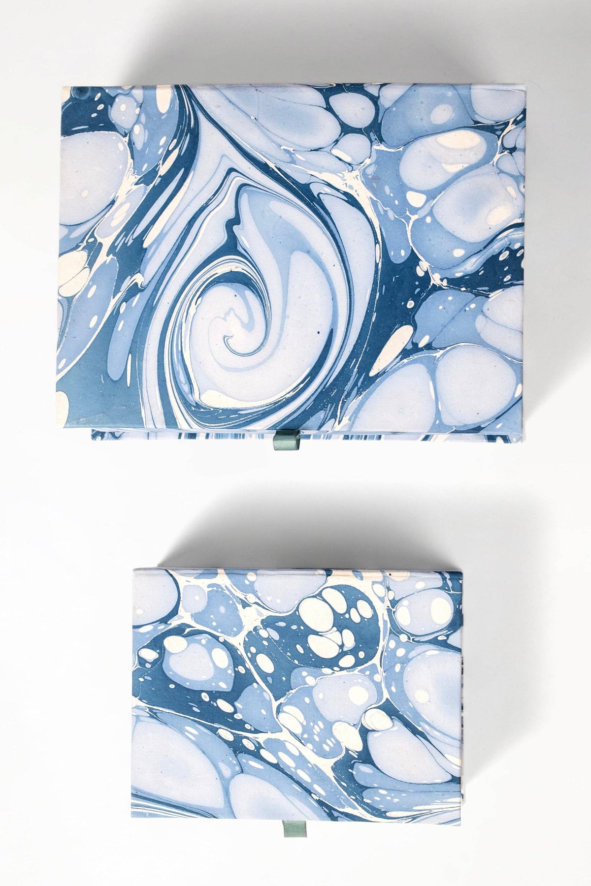 Hand-Marbled Keepsake Box Set in Ocean Wave