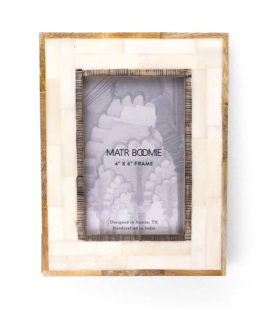 Janaka 4x6 Picture Frame - Carved Bone and Horn