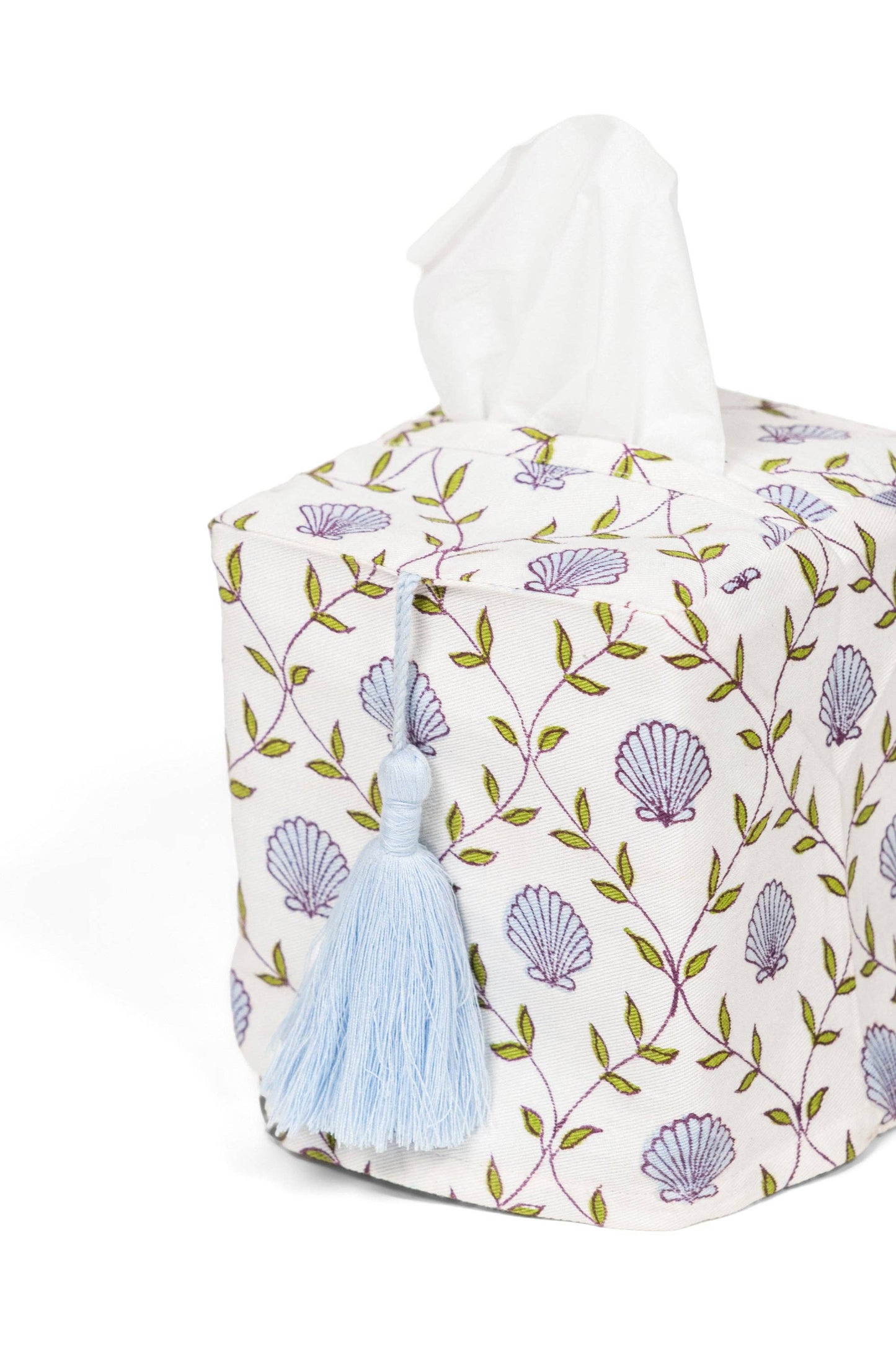 Seashell Blockprint Tissue Box Cover: Seashell Pink