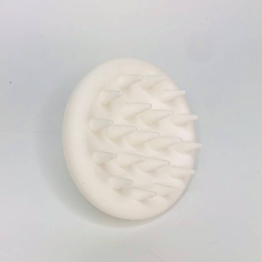 Round handheld silicone scalp massager: White