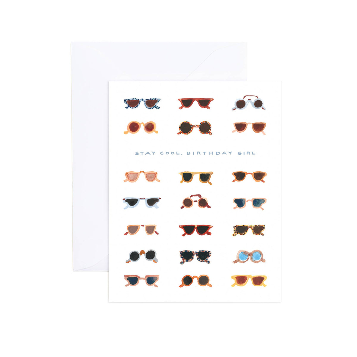 Meagan Watercolor Sunglasses Birthday Greeting Card