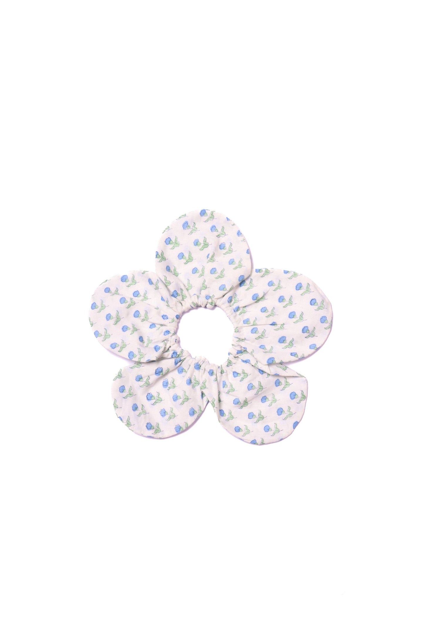Marais Block Print Flower Scrunchie Set in Blue