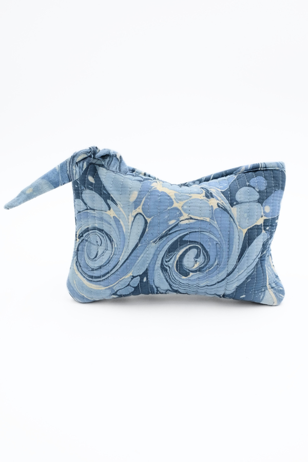 Hand-Marbled Pouch in Ocean Wave