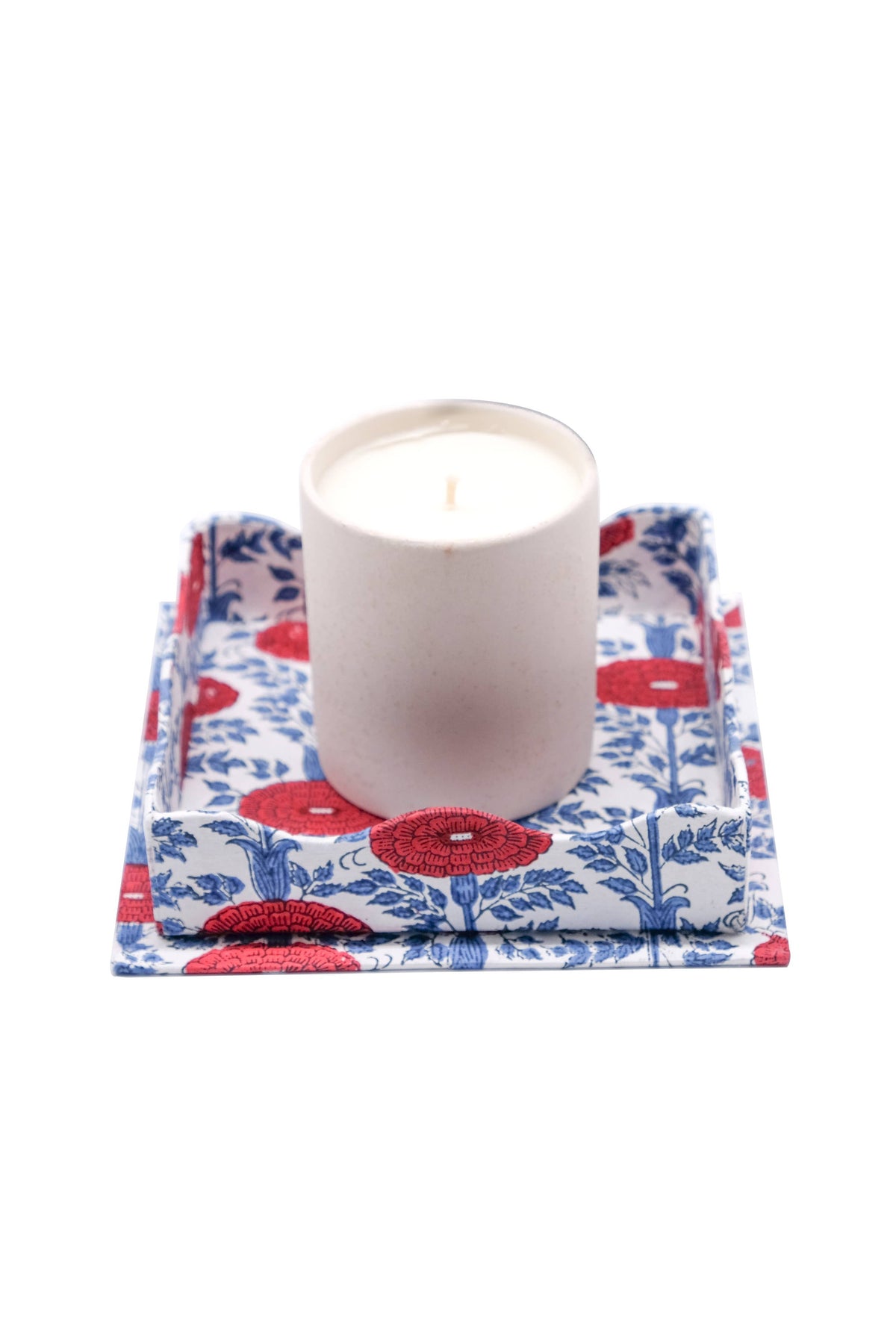 Trinket Cocktail Napkin Tray in Araminta Blockprint