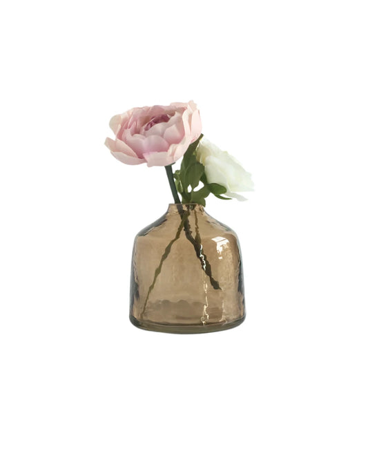 Bella Handblown Hammered Bud Vase Smoke