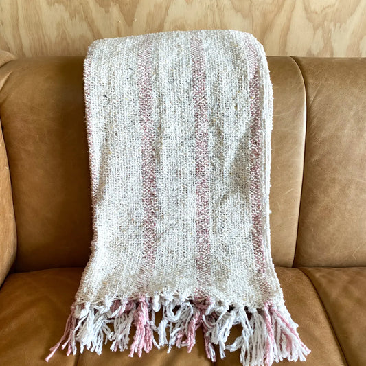 Riviera Stripe Pink Throw Blanket