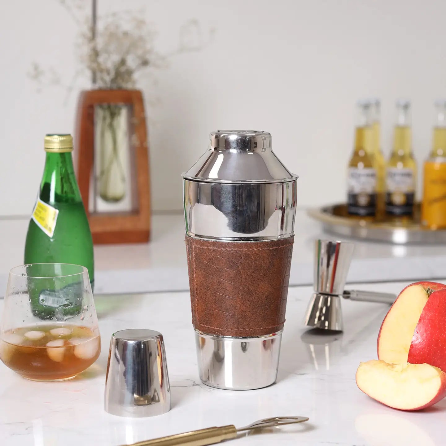 Leather Stainless Steel Cocktail Shaker