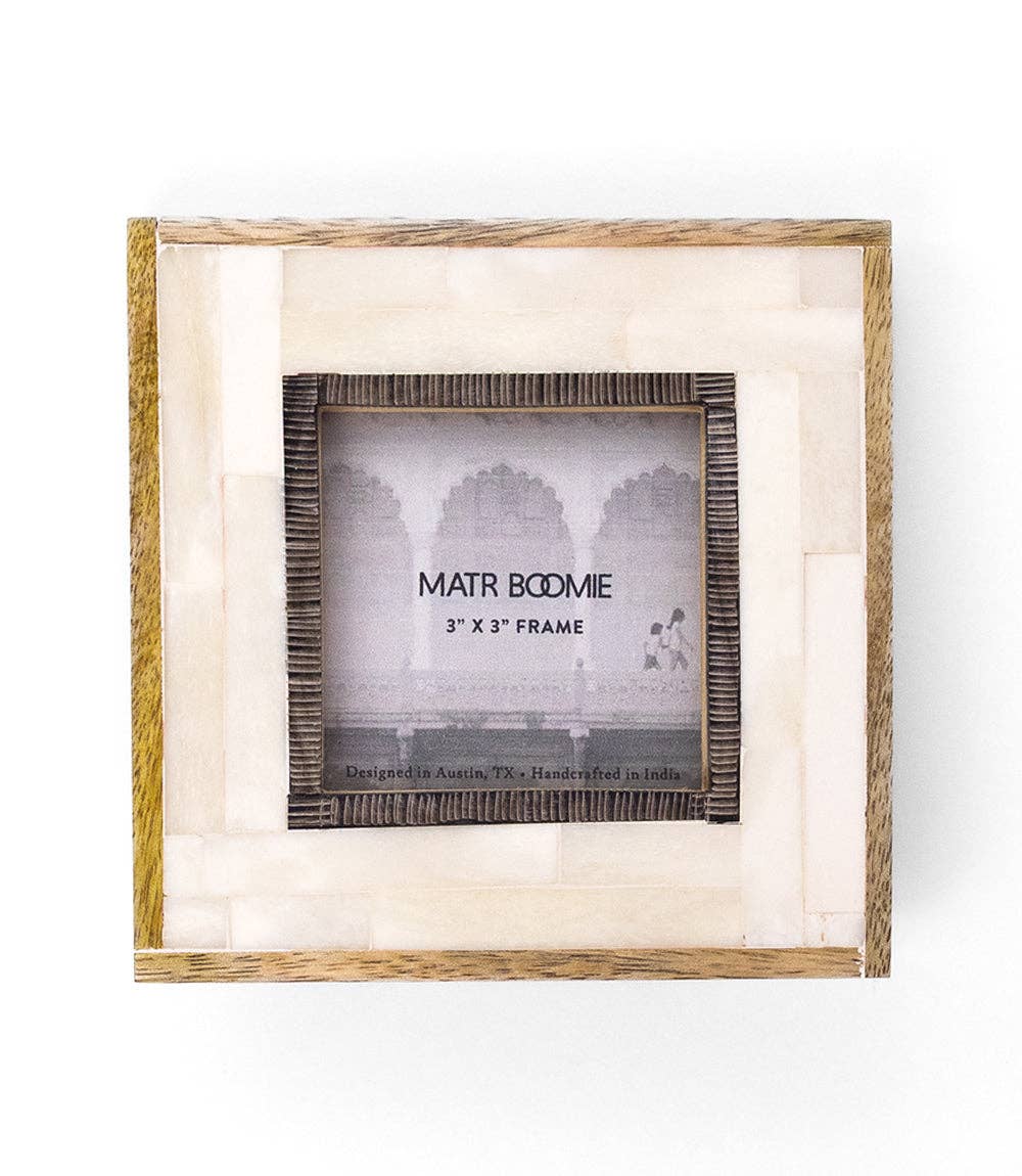 Janaka 3x3 Picture Frame - Carved Bone and Horn