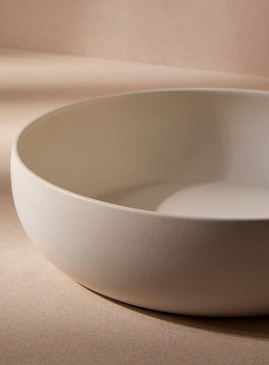 Stoneware Shallow Serving Bowl - Matte White