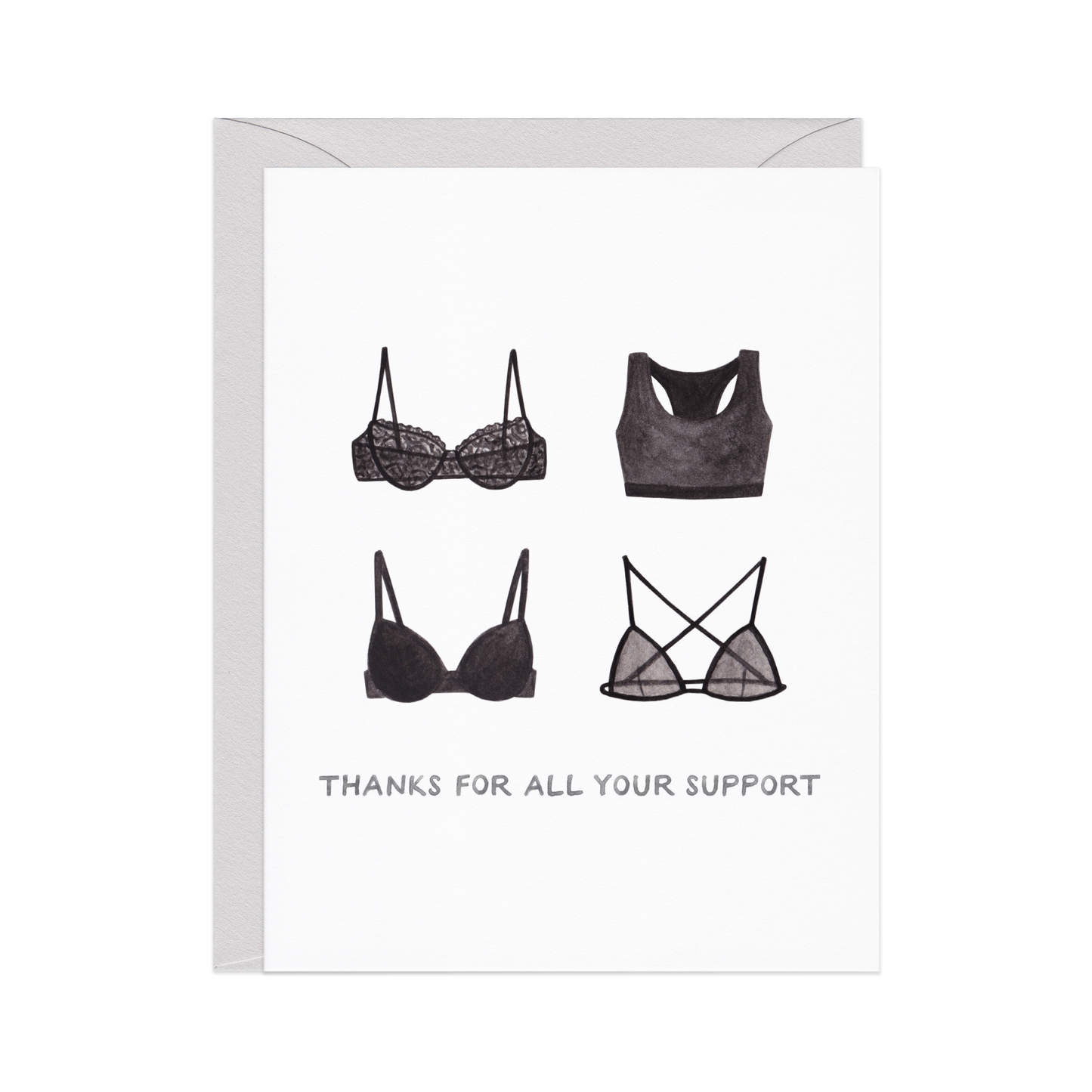 Thanks For The Support — Funny Bra Thank You Card