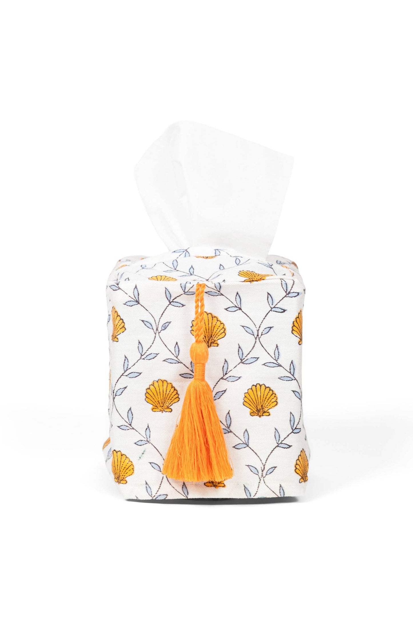 Seashell Blockprint Tissue Box Cover: Seashell Pink