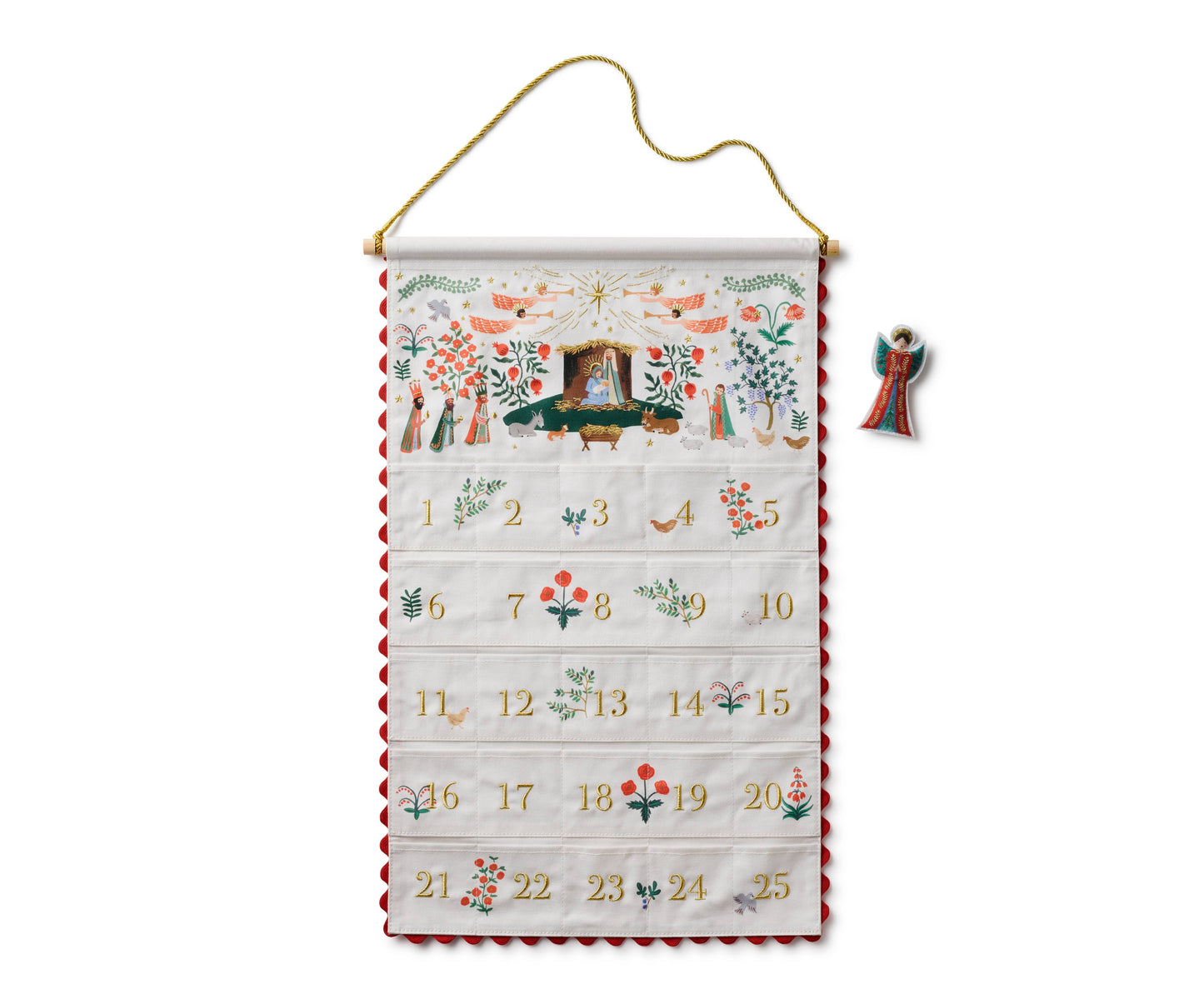 Nativity Embroidered Hanging Advent Calendar