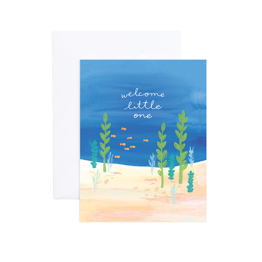 Marlena Watercolor Beach Nautical Baby Card