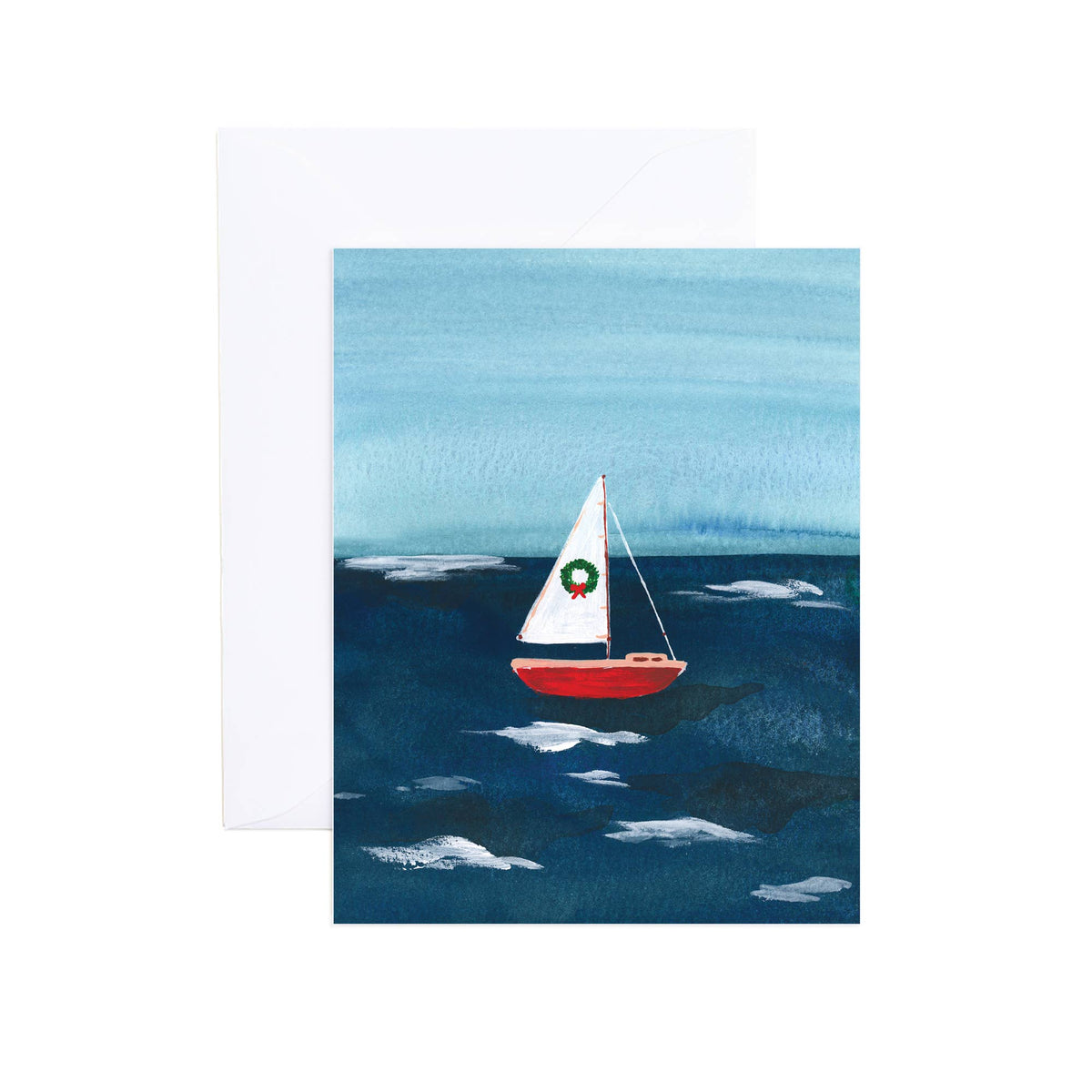 Wells Festive Sailboat Holiday Greeting Card