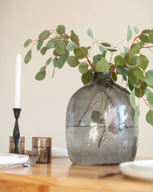 Hebron Handblown Hammered Glass Blue Gray