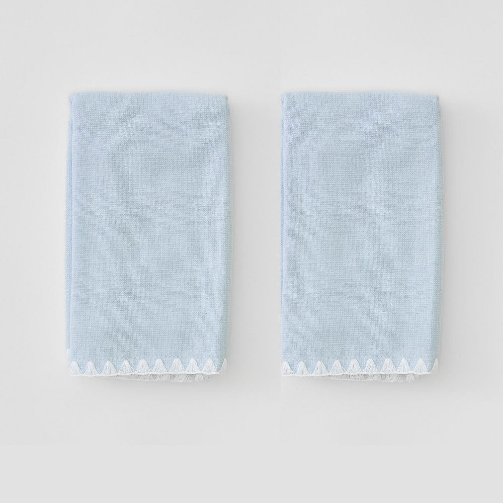 (Pair) Stitched Edge Powder Bath Towels, Light Blue