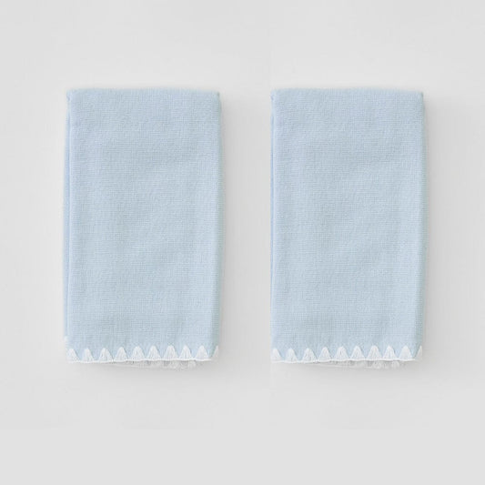 (Pair) Stitched Edge Powder Bath Towels, Light Blue