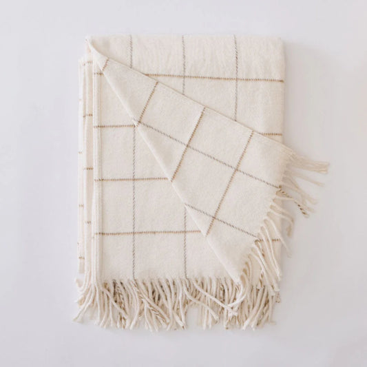 Neutral Windowpane Throw Blanket
