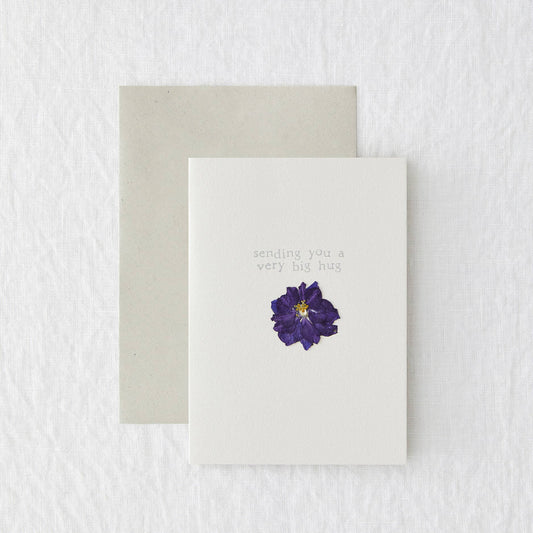 Big Hug Greeting Card with Pressed Flower