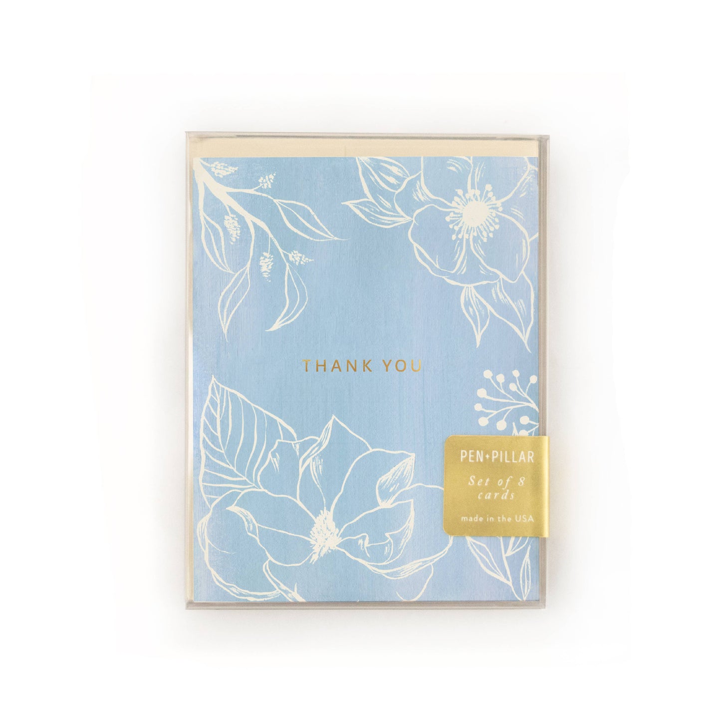 Blue Floral Thank You Card Set of 8