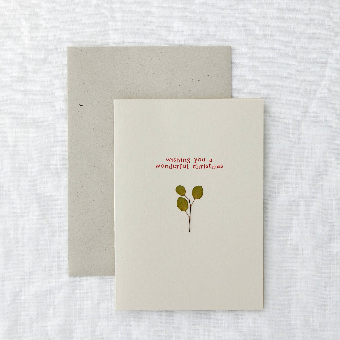 Wonderful Christmas Pressed Leaves Card