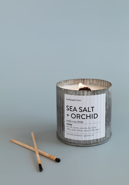 Sea Salt + Orchid Rustic Candle