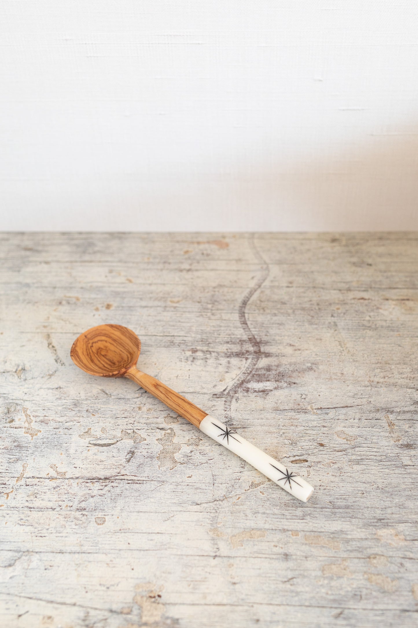 Olive Wood & Batik Bone Sugar Spoon