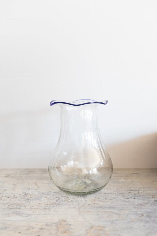 Ruffled Blue Rim Vase