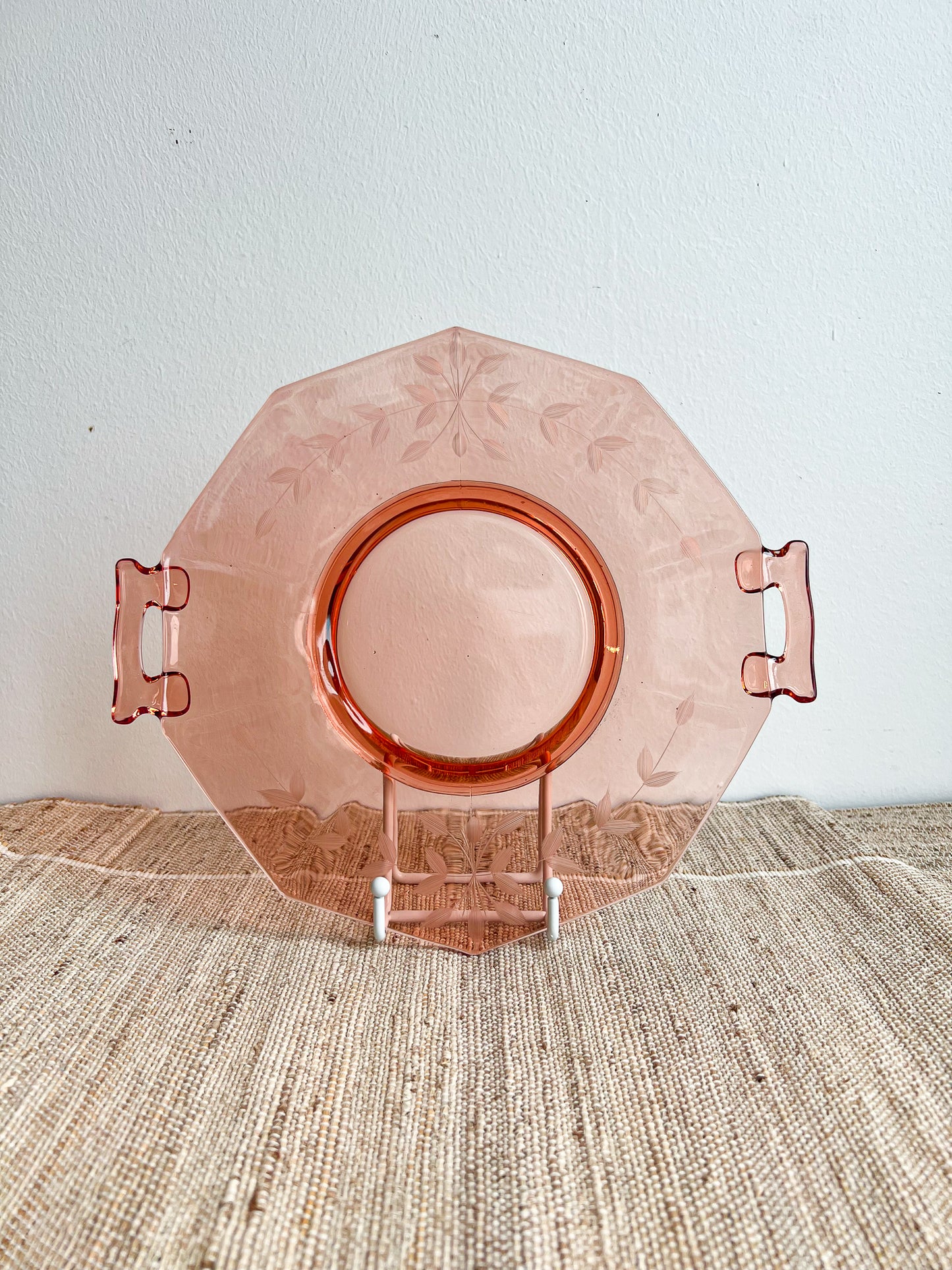 Vintage 1930s Imperial Molly Pink Depression Glass Dessert Tray