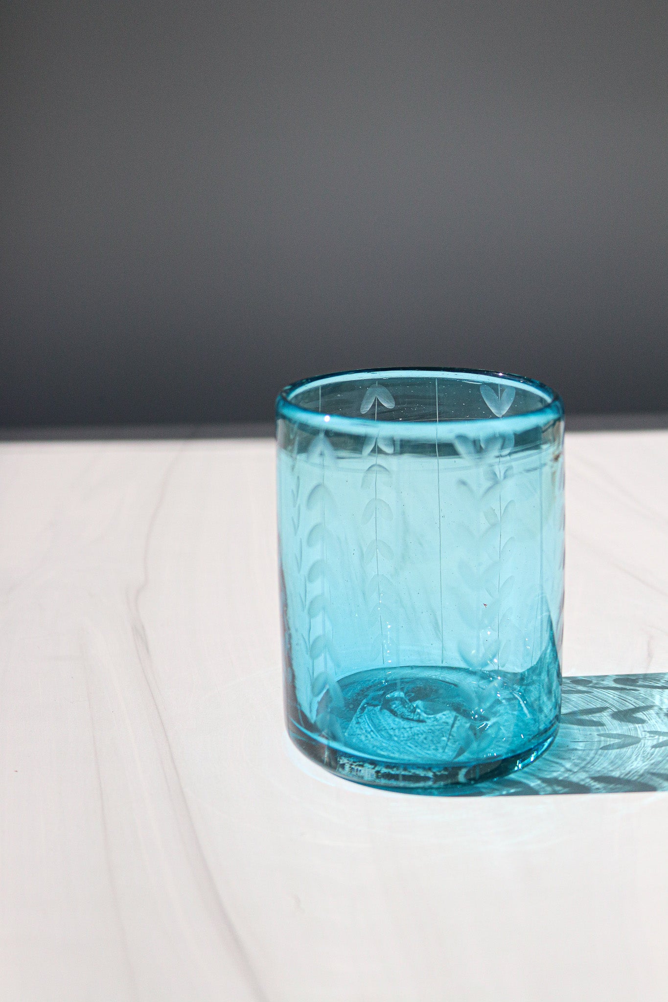 Aqua Herringbone Short Glass