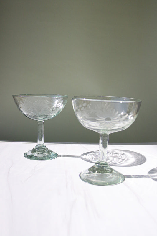 Etched Condessa Clear Stemmed Margarita Glass