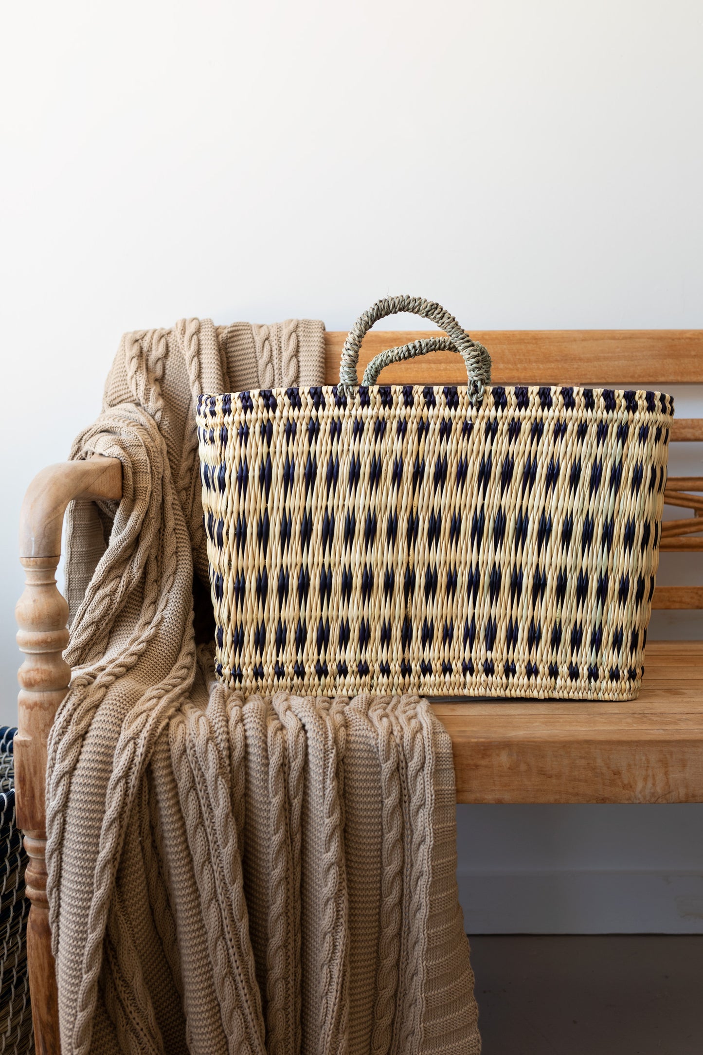 Indigo Woven Reed Basket