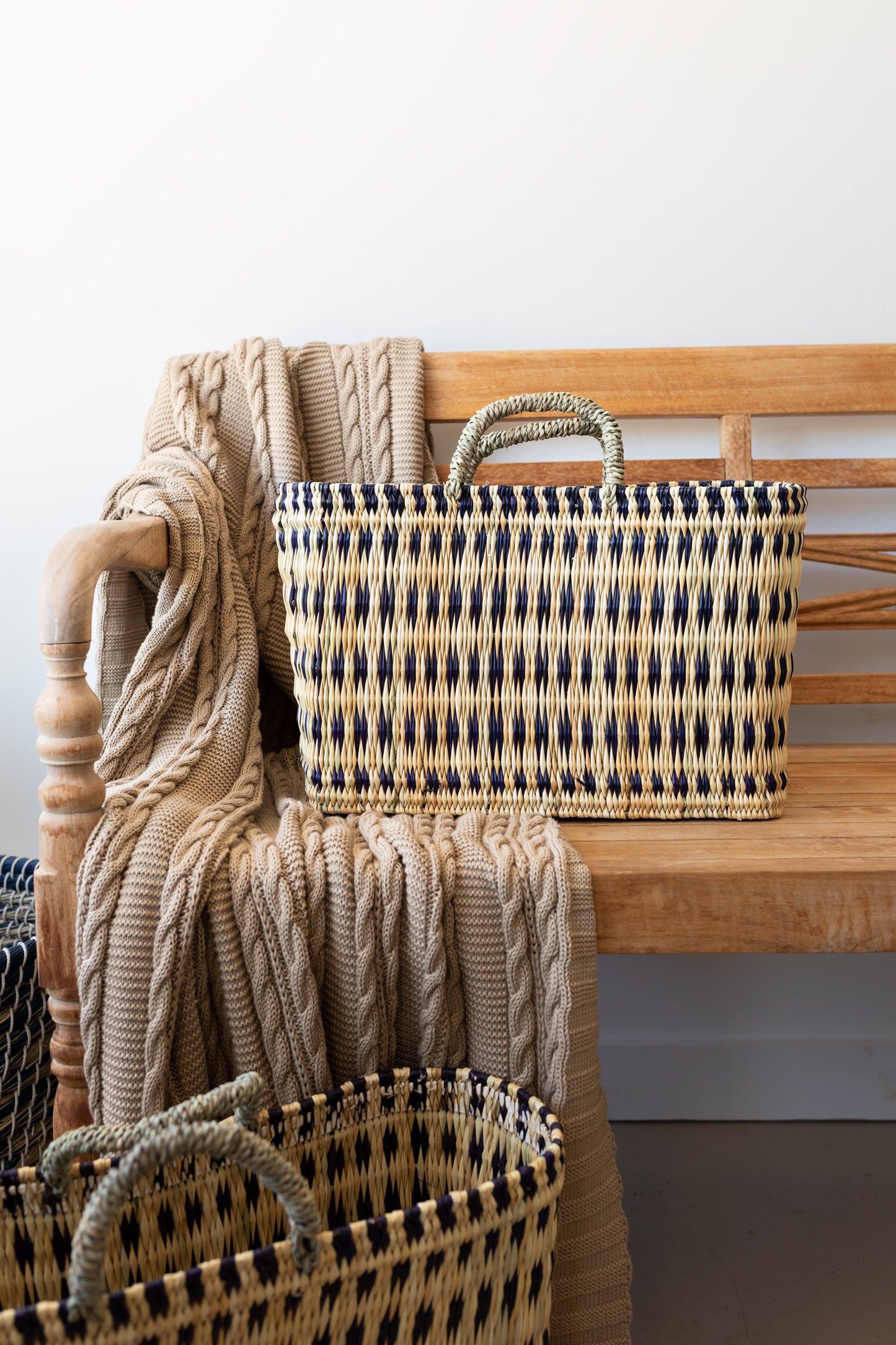 Indigo Woven Reed Basket