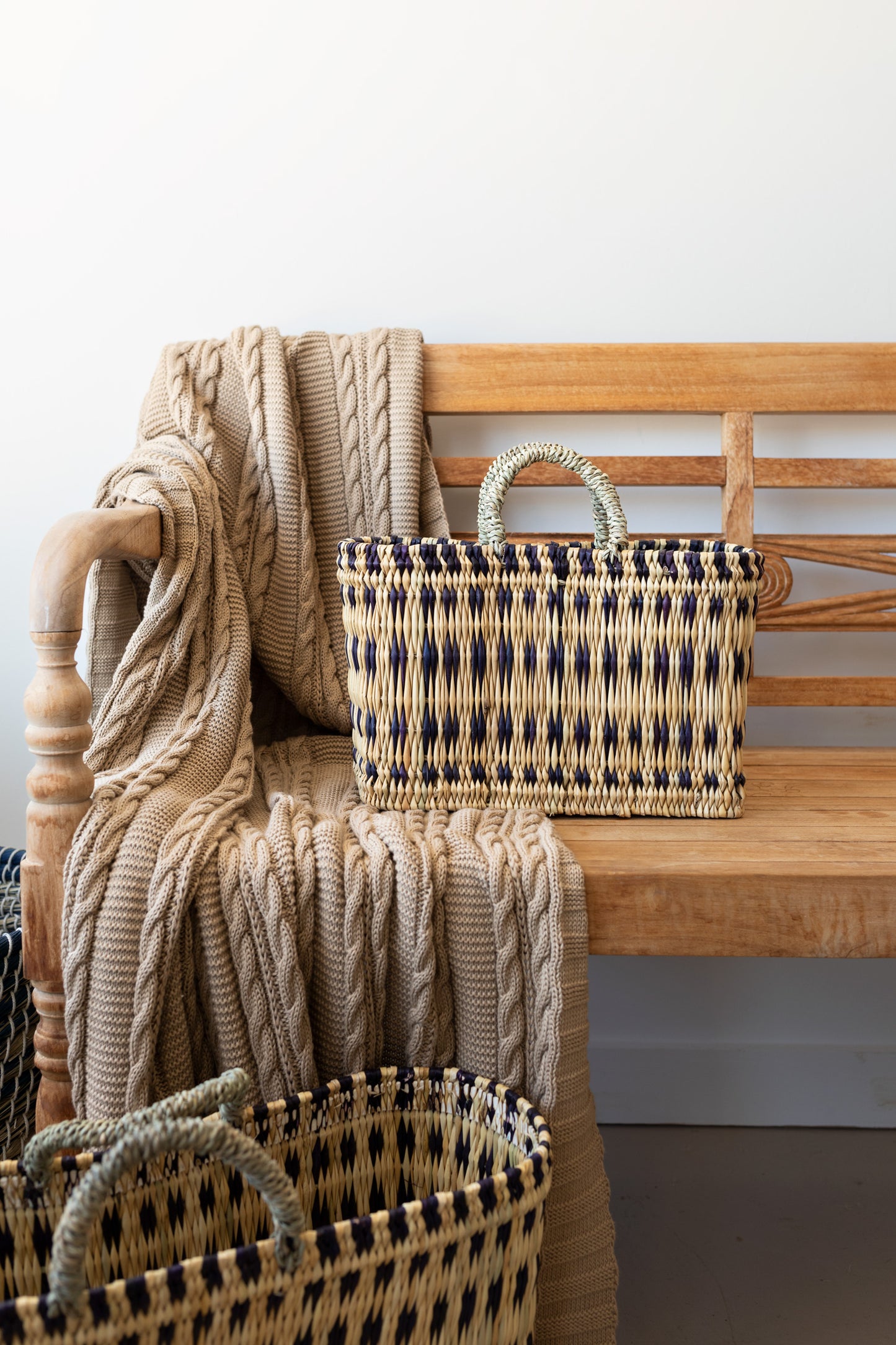 Indigo Woven Reed Basket