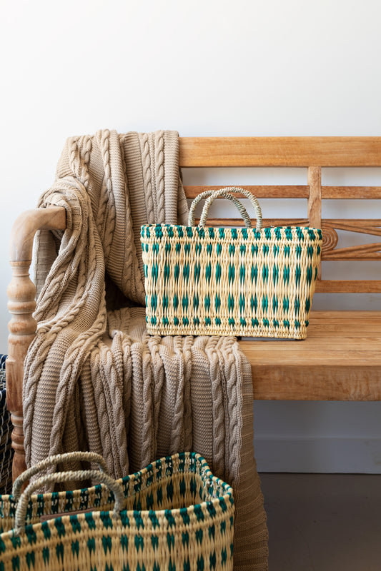 Green Woven Reed Basket