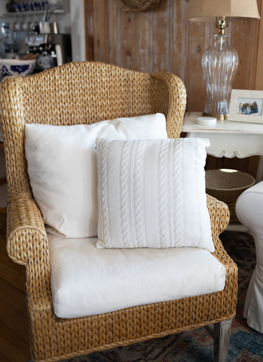 Luna White Cable Knit Pillow