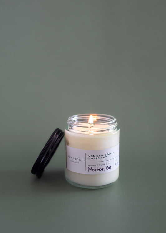 Vanilla Bean + Rosemary Cotton Wick Soy Rustic Candle