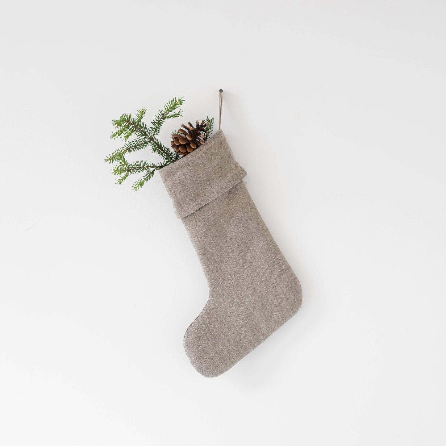 Natural Linen Christmas Stocking