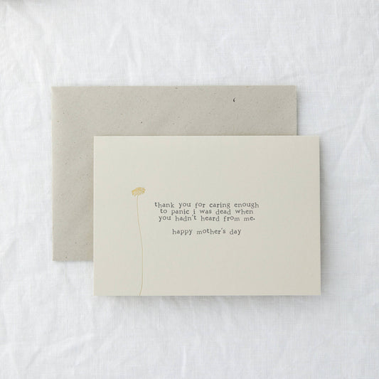 Panic Dead Funny Mother's Day Card