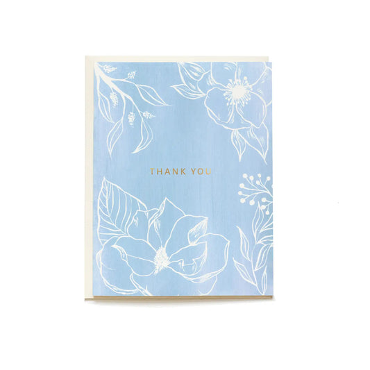 Blue Floral Thank You Card (Single)